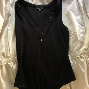 Black bodysuit with gold buttons